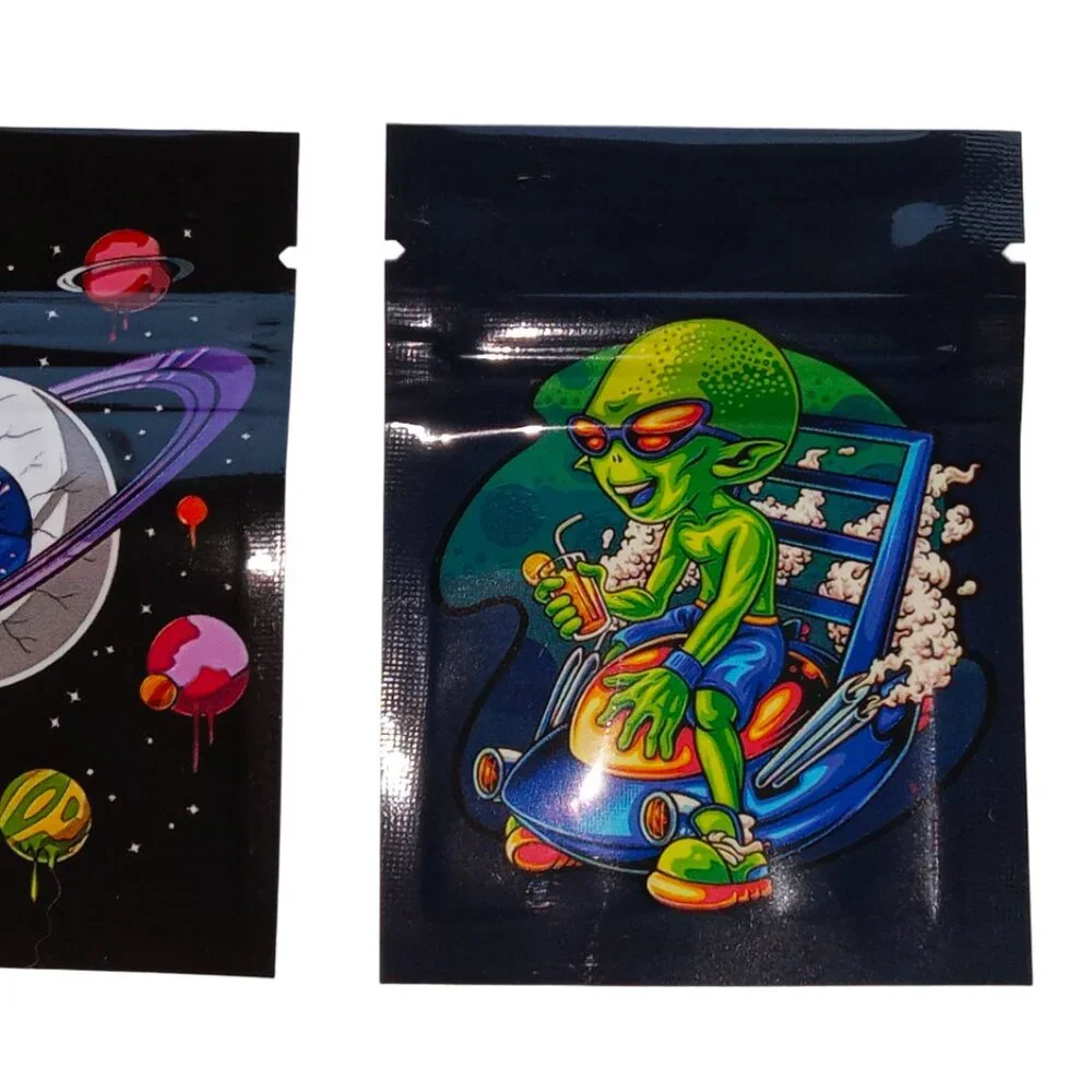 5 Trippy Mylar Bags, Herbal Psychedelic Zip Lock Printed Pouches, Space, Alien.. - Picture 13 of 16